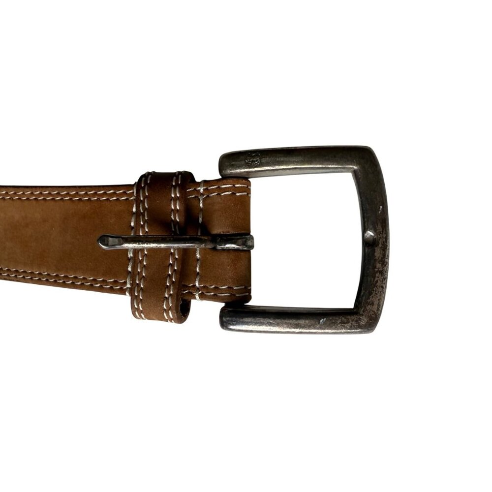 Timberland Genuine Leather Mens Belt With Metal Buckle In Brown Size 42/105 - Picture 2 of 10